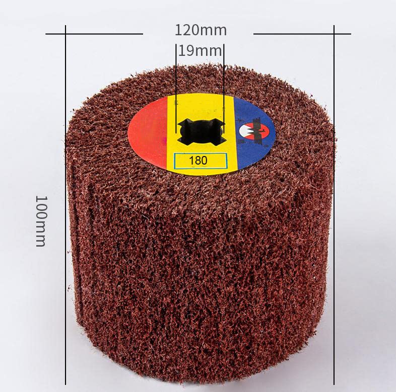 JONAS C 7 Pack Non Woven Wire Abrasive Drawing Polishing Burnishing Wheel Flap Brush 120mm x 100mm for Surface Treatment Stainless Steel, Aluminum, Copper, Metal, Grit: 60# 80# 120# 180# 240# 320# 600# - Image 2
